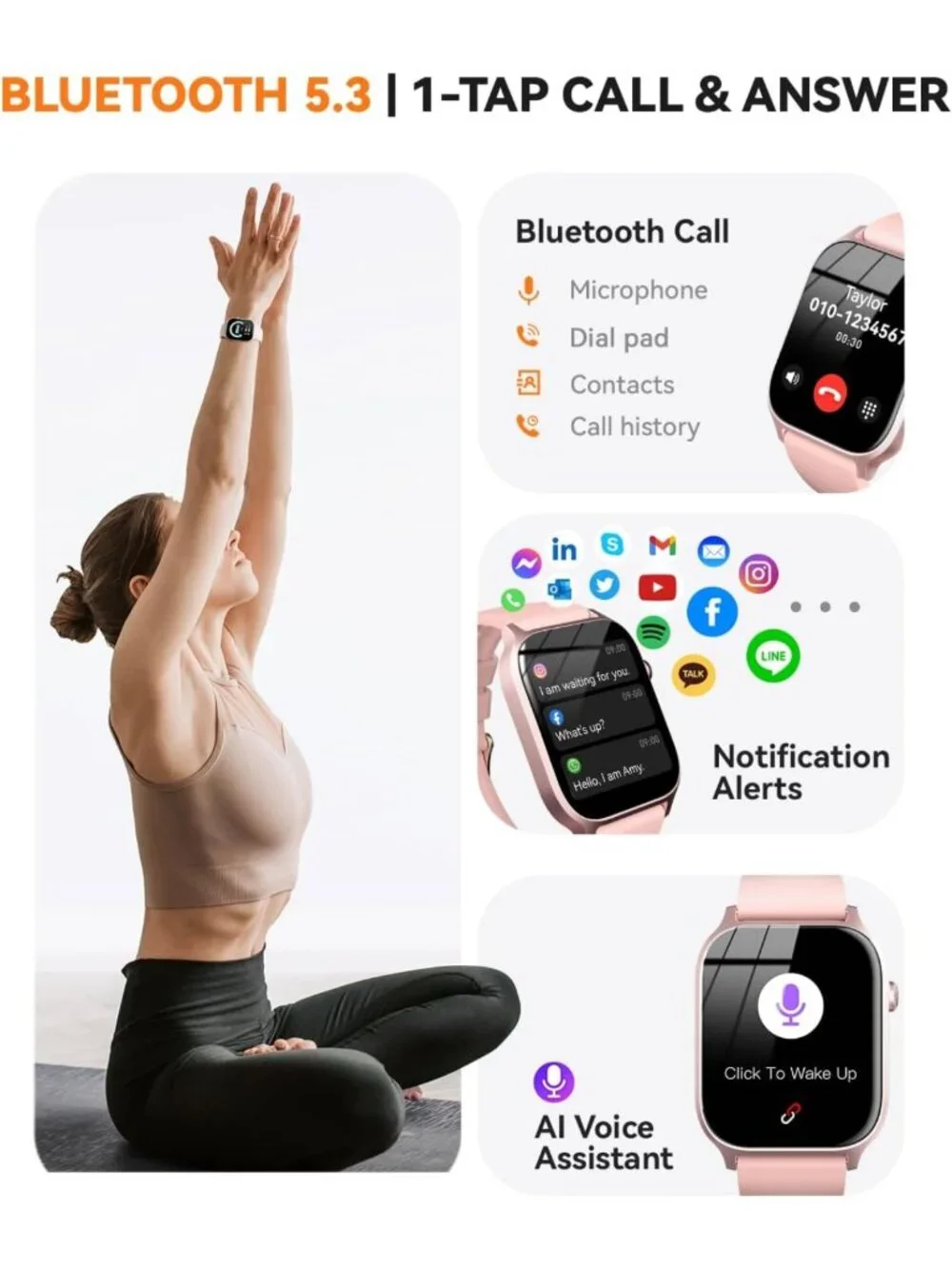 Fitness Tracker Smart Watch for Men & Women, 110 Sports Modes, Waterproof